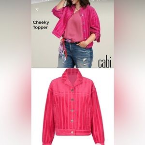 Cabi Cheeky Topper in pink cord.  Size Medium. EUC